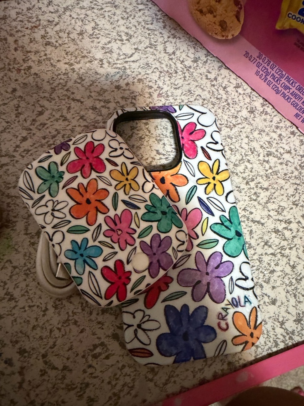 Casely Crayola Multicolor Floral Phone Case and Matching portable charger